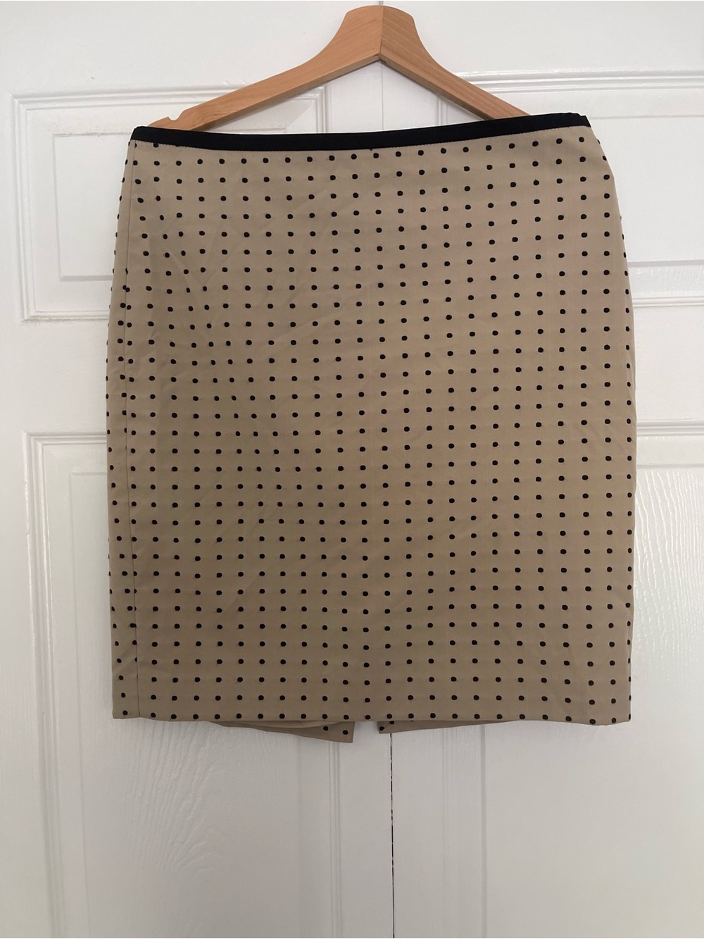 Outback Red Beige Pencil Skirt with Black Polka Dots